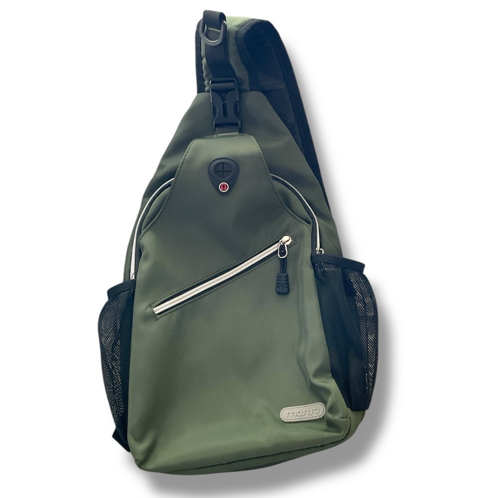 Mosiso Olive Green Multi Pocket Sling Backpack